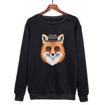 Felpa girocollo casual larga stampata Gentleman Fox con stampa su richiesta, taglia: XXXL (nero)