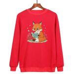 Felpa girocollo casual larga con stampa Reading Fox, stampa su richiesta, taglia: L (rosso)