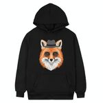 Felpa con cappuccio in pile stampato Gentleman Fox Stampa su richiesta, taglia: S (nero)