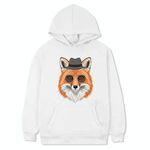 Felpa con cappuccio in pile stampato Gentleman Fox Stampa su richiesta, taglia: XL (bianco)