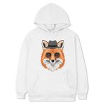 Felpa con cappuccio in pile stampato Gentleman Fox Stampa su richiesta, taglia: XXL (bianco)