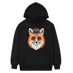 Felpa con cappuccio in pile stampato Gentleman Fox Stampa su richiesta, taglia: XXL (nero)