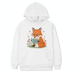 Felpa con cappuccio in pile stampato Reading Fox Stampa su richiesta, taglia: XS (bianco)