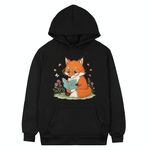 Felpa con cappuccio in pile stampato Reading Fox Stampa su richiesta, taglia: XS (nero)