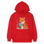 Felpa con cappuccio in pile stampato Reading Fox Stampa su richiesta, taglia: XS (rosso)