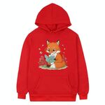Felpa con cappuccio in pile stampato Reading Fox Stampa su richiesta, taglia: L (rosso)