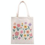 Borsa in tela stampata con giardino colorato, stampa su richiesta, dimensioni: 30x25 cm (beige)