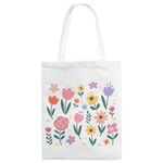 Borsa a mano in tela stampata con giardino colorato, stampa su richiesta, dimensioni: 35x30 cm (bianco)