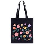Borsa a mano in tela stampata con giardino colorato, stampa su richiesta, dimensioni: 35x30 cm (nero)