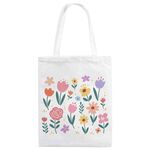 Borsa in tela stampata con giardino colorato, stampa su richiesta, dimensioni: 40x35 cm (bianco)