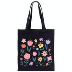 Borsa a mano in tela stampata con giardino colorato, stampa su richiesta, dimensioni: 40x35 cm (nero)