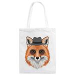 Borsa in tela stampata Gentleman Fox Stampa su richiesta, dimensioni: 25x20 cm (bianco)