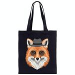 Borsa a mano in tela stampata Gentleman Fox su richiesta, dimensioni: 40x35 cm (nero)