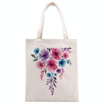Stampa su tela con fiori ad acquerello su borsa a richiesta, dimensioni: 35x30 cm (beige)