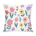 Cuscino per divano stampato con motivo a giardino colorato con stampa centrale su richiesta, dimensioni: 35x35 cm (raso brillante)