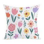 Cuscino per divano stampato con motivo a giardino colorato con stampa centrale su richiesta, dimensioni: 60x60 cm (peluche corto)