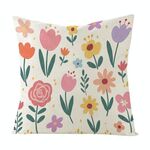 Cuscino per divano stampato con motivo a giardino colorato con stampa centrale su richiesta, dimensioni: 60x60 cm (lino bianco)