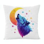 Cuscino per divano stampato Moon Wolf con stampa centrale su richiesta, dimensioni: 35x35 cm (velluto granulare Twill)