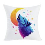 Cuscino per divano stampato Moon Wolf con stampa centrale su richiesta, dimensioni: 40x40 cm (elasticità bidirezionale)