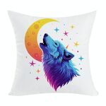 Cuscino per divano stampato Moon Wolf con stampa centrale su richiesta, dimensioni: 50x50 cm (peluche corto)