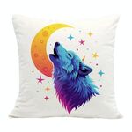 Cuscino per divano stampato Moon Wolf con stampa centrale su richiesta, dimensioni: 60x60 cm (velluto olandese)