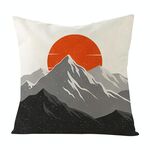 Cuscino per divano stampato Sunrise Mountain con stampa centrale su richiesta, dimensioni: 50x50 cm (lino bianco)