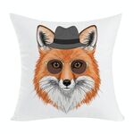 Cuscino per divano stampato Gentleman Fox con stampa centrale su richiesta, dimensioni: 35x35 cm (peluche corto)