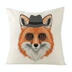 Cuscino per divano stampato Gentleman Fox con stampa centrale su richiesta, dimensioni: 35x35 cm (lino bianco)