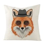 Cuscino per divano stampato Gentleman Fox con stampa centrale su richiesta, dimensioni: 60x60 cm (lino bianco)