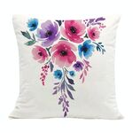 Cuscino per divano stampato con fiori ad acquerello con stampa centrale su richiesta, dimensioni: 35x35 cm (velluto olandese)