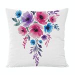 Cuscino per divano stampato con fiori ad acquerello con stampa centrale su richiesta, dimensioni: 35x35 cm (velluto granulare Twill)