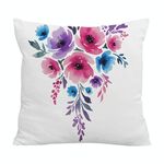 Cuscino per divano stampato con fiori ad acquerello con stampa centrale su richiesta, dimensioni: 35x35 cm (velluto di cristallo)