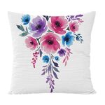 Cuscino per divano stampato con fiori ad acquerello con stampa centrale su richiesta, dimensioni: 60x60 cm (velluto granulare Twill)