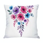 Cuscino per divano stampato con fiori ad acquerello con stampa centrale su richiesta, dimensioni: 60x60 cm (raso brillante)
