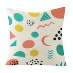 Cuscino per divano stampato con motivo geometrico con stampa centrale su richiesta, dimensioni: 35x35 cm (lino bianco)