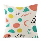 Cuscino per divano stampato con motivo geometrico con stampa centrale su richiesta, dimensioni: 45x45 cm (lino bianco)