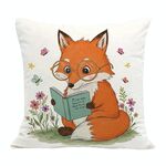 Cuscino per divano stampato con stampa Reading Fox con nucleo stampato su richiesta, dimensioni: 40x40 cm (velluto olandese)
