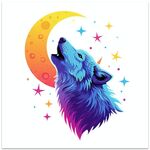 Moon Wolf senza cornice EPSON Inkjet 320g tela decorativa stampata su richiesta, dimensioni: 20x20cm