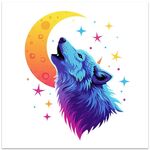 Moon Wolf senza cornice EPSON Inkjet 320g tela decorativa stampata su richiesta, dimensioni: 40x40cm