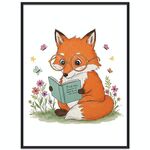 Dipinto decorativo Reading Fox con cornice PS Stampa su richiesta, dimensioni: 15x20 cm