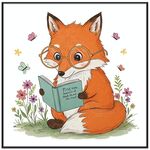 Dipinto decorativo Reading Fox con cornice PS Stampa su richiesta, dimensioni: 40x40 cm