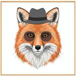 Dipinto decorativo Gentleman Fox con cornice in lega di alluminio, stampa su richiesta, dimensioni: 60x60 cm
