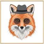 Dipinto decorativo Gentleman Fox con cornice in lega di alluminio, stampa su richiesta, dimensioni: 90x90 cm