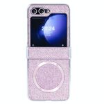 Per Samsung Galaxy Z Flip6 Glitter Powder MagSafe Custodia magnetica pieghevole per telefono (rosa)
