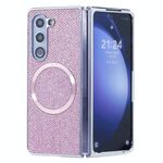 Per Samsung Galaxy Z Fold6 Glitter Powder MagSafe Custodia magnetica pieghevole per telefono (rosa)