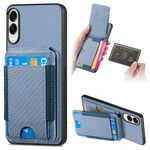 Per Samsung Galaxy S25 Edge 5G Custodia per telefono con supporto a portafoglio verticale in fibra di carbonio (blu)
