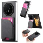 Custodia per telefono con retro magnetico in pelle e tessuto Twill per Honor Magic V3 (nero)
