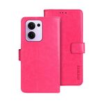 Per OPPO Reno13 F 5G idewei Crazy Horse Texture Custodia in pelle per telefono (rosso rosa)