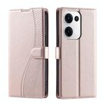 Per OPPO Reno13 5G Voltage Custodia per telefono in pelle ultra sottile a pois (oro rosa)