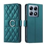 Per Xiaomi 14T Pro Custodia per telefono in pelle con fibbia ad anello rombica (verde)
